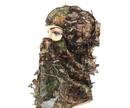 New Ghillie Suit Ghillie Camouflage Leafy Hat 3D Full Face Mask Headwear Turkey Camo Hunter Hunting Accessories