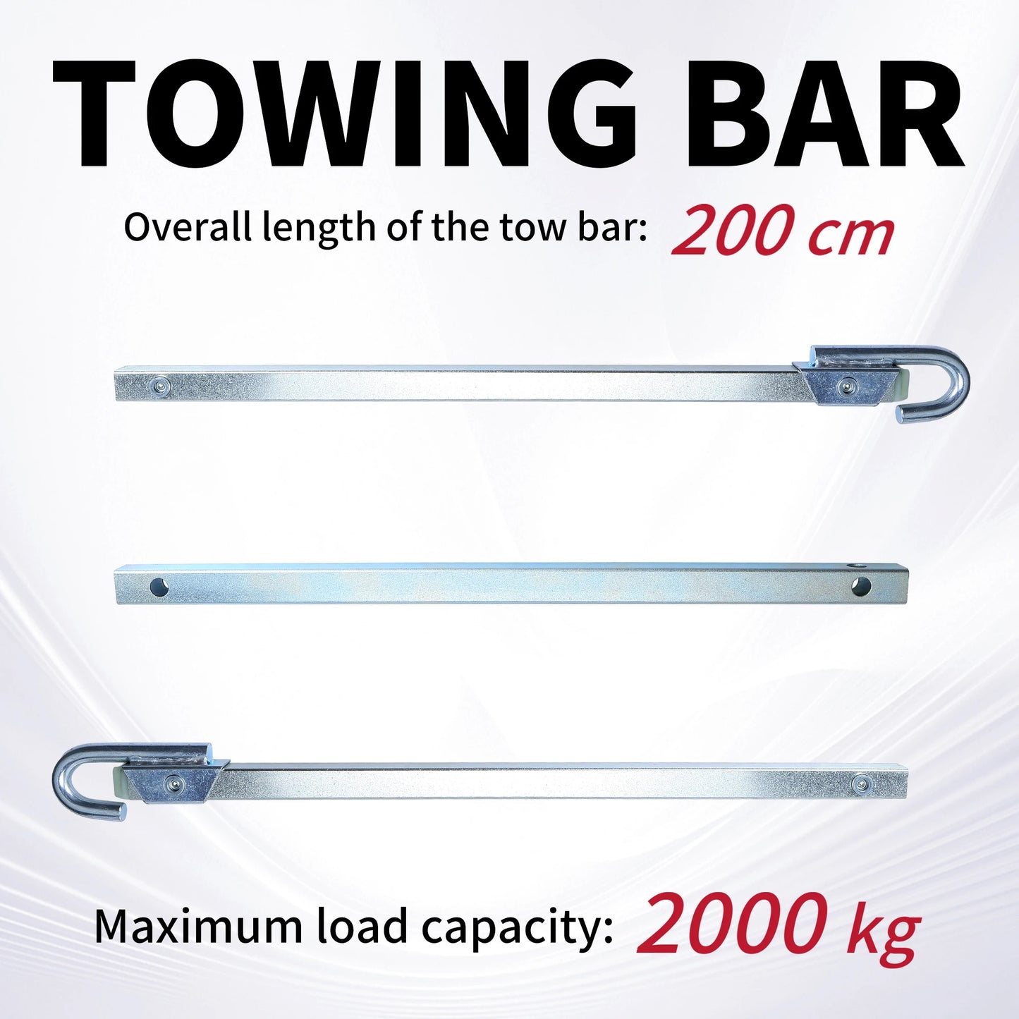 3-Piece Tow Bar 2m Steel Tow Bars for Cars up to 200kg with Bag Essential for Roadside Emergencies Easily Connected
