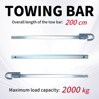 3-Piece Tow Bar 2m Steel Tow Bars for Cars up to 200kg with Bag Essential for Roadside Emergencies Easily Connected