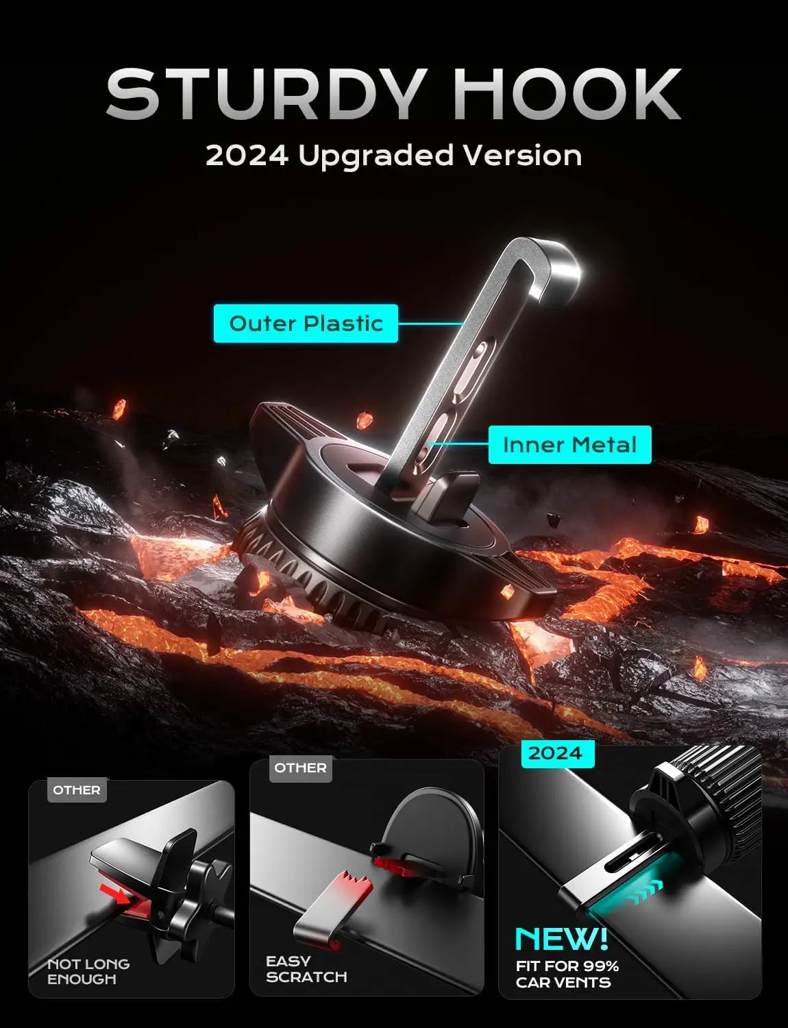 Wireless Car Charger Phone Holder Mount 15W Fast Charging Air Vent Auto Clamping Holders for iPhone 16 15 Pro Max New Products