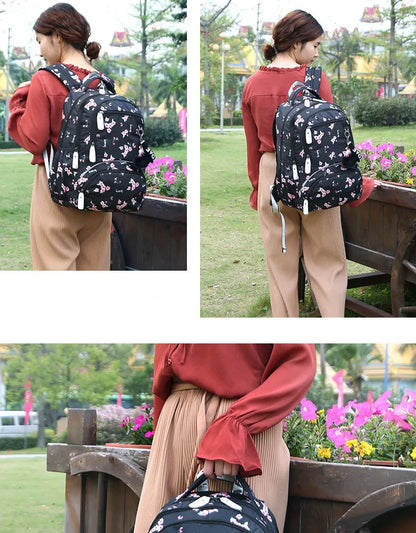 Cherry blossoms elementary school backpack for girls black pink floral bookbag fashion school bags for girls cute flower bookbag