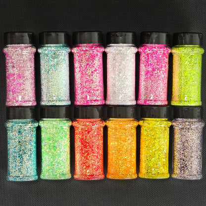 US Warehouses Factory Wholesale Metallic Matte Glitter Powder Hexagon Bulk Holographic Glitter Mixed Chunky Glitter for Crafts