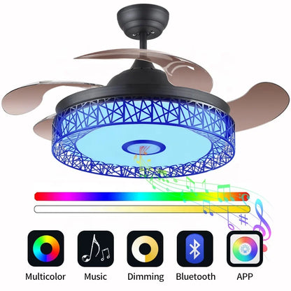 2004S-RGB De Techo Con Luz LED 36W DC Y Altavoz 3 Tonalidades Con Memoria Aspas Retractiles 6 Velocidades Control Remoto