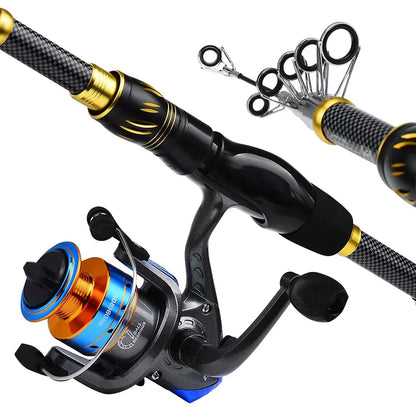 Long Throw Casting Fishing Reel Fishing Rod Bag Combination  Sea Rod Set   Carbon Fiber Sea Fishing Rod  Novice Set in Stock