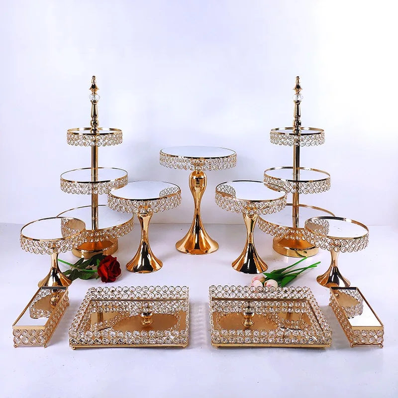 Wholesale Luxury Iron Cake Stands Set Gold Wedding Favor Cookware Tool for Kitchen Metal Cupcake Buffet Display Dessert Stand