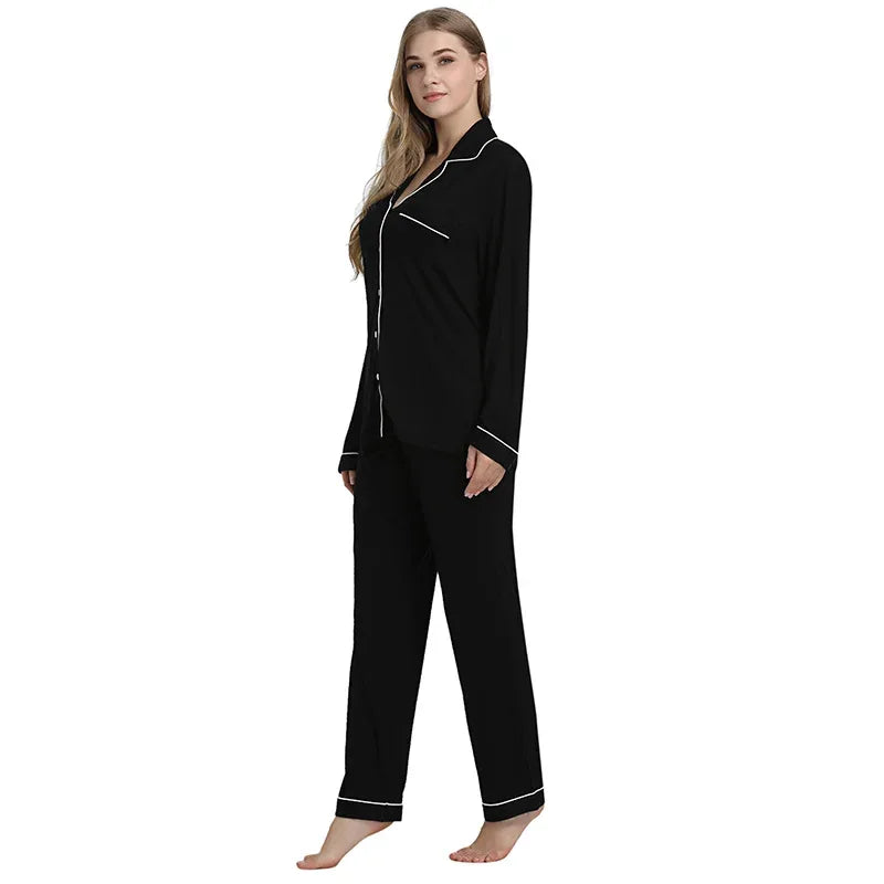 Joyaria Pajama Sets Women Long Sleeve Sleepwear Button Down Pj Pants Set Soft Bamboo Female Night Suit PJS Women Pyjamas Femmes