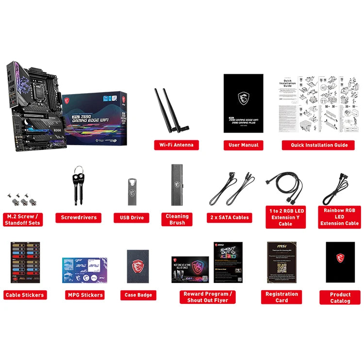 Used MS'I MPG Z590 GAMING EDGE WIFI Motherboard with 128GB DDR4 Memory Scokets Supports 11th and 10th Gen Intel Core Processors