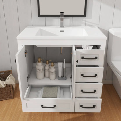 US Stock 36inch Fast Free Shipping Ready to Assemble Apartment Size Flat Pack Morden Bathroom Vanity with Single Sink