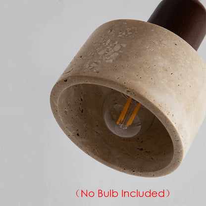 Wabi Sabi Decor Walnut Bedside Hotel Pendant Light Yellow Travertine Stone Chandelier for Dining Table Kitchen Island Restaurant
