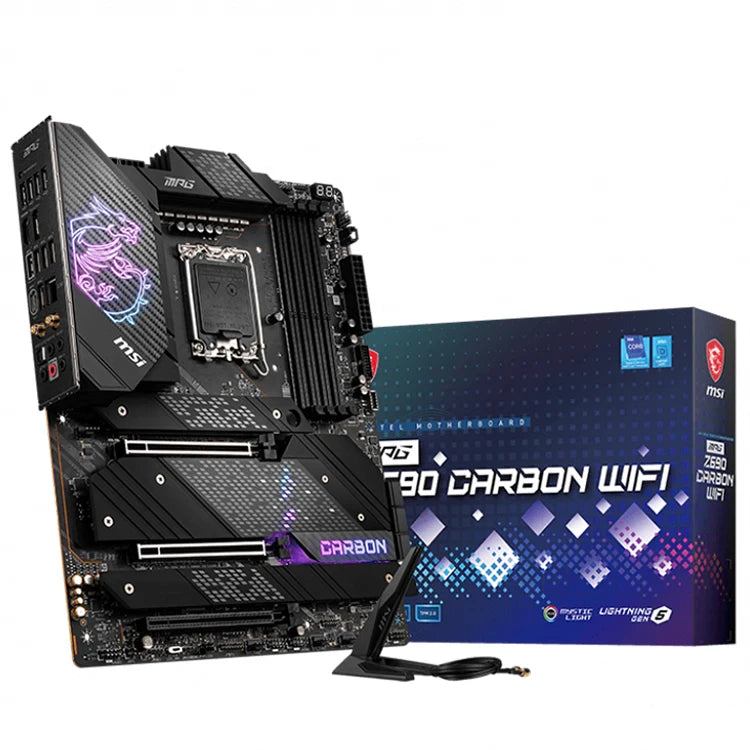 Used MSI MPG Z690 CARBON WIFI Motherboard Supports DDR5 Memory up to 6666+(OC) MHz and 12th Gen Intel Core/ Pentium Celeron CPU