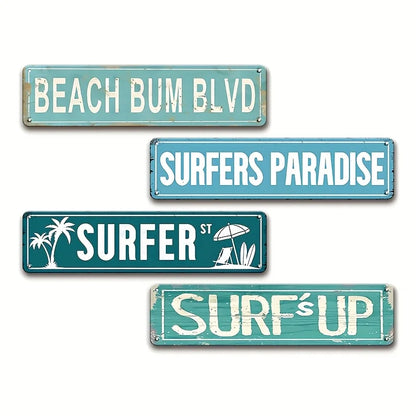 Tropical Beach Logo Wall Decoration Tropical Iron Rectangle UV Printed Weatherproof Beach Theme Painting