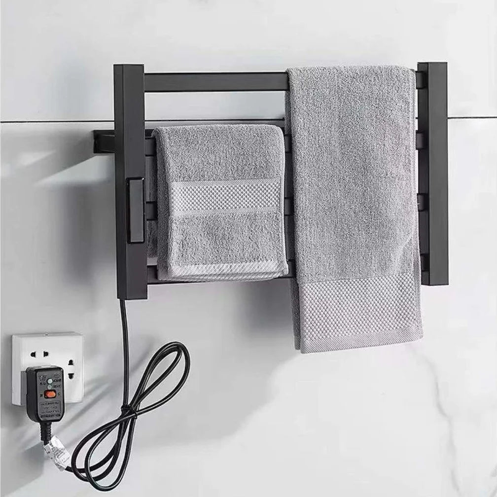 Bathroom Black and White Intelligent Digital Display Temperature Adjustable Drying Heating Electric Towel Rack