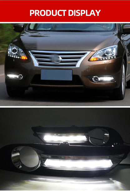 1 Set LED Daytime Running Lights Daylight Fog light cover with turn signal DRL For Nissan Sentra Sylphy 2012 2013 2014 2015