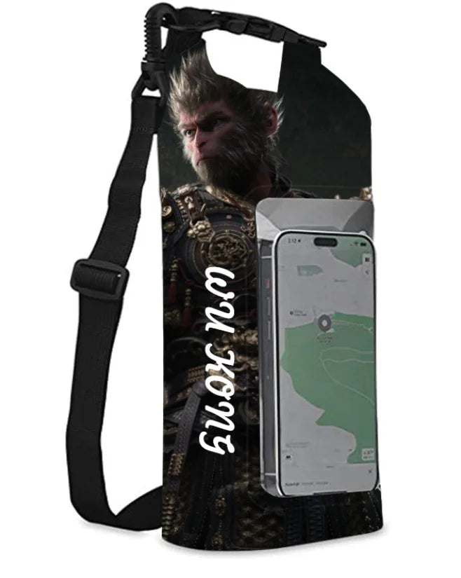 Sinodiving Supplier 2L Roll Top Floating Waterproof Phone Pouch Shoulder Dry Bag Touch Screen for Hiking Camping Surfing Black
