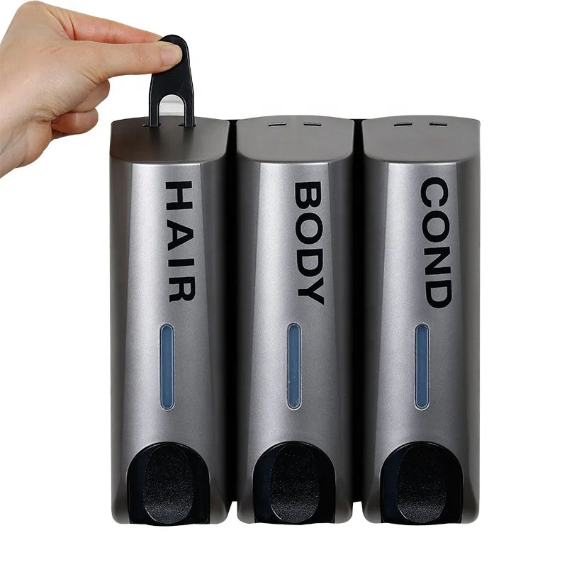 High Quality ABS Wall Mounted Triple Hand Liquid Hotel Soap Dispenser 350ml*3 Bathroom Accessories