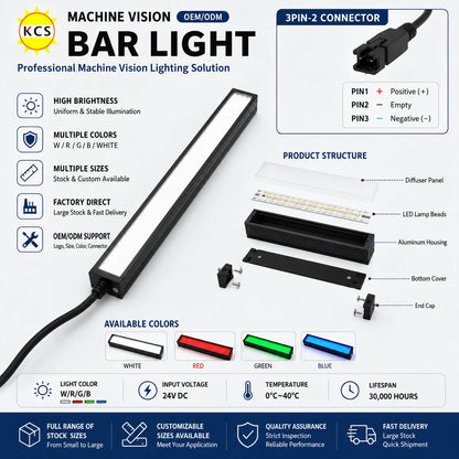 High Brightness 24V LED Bar Light for Machine Vision Surface Inspection Industrial Linear Illuminator