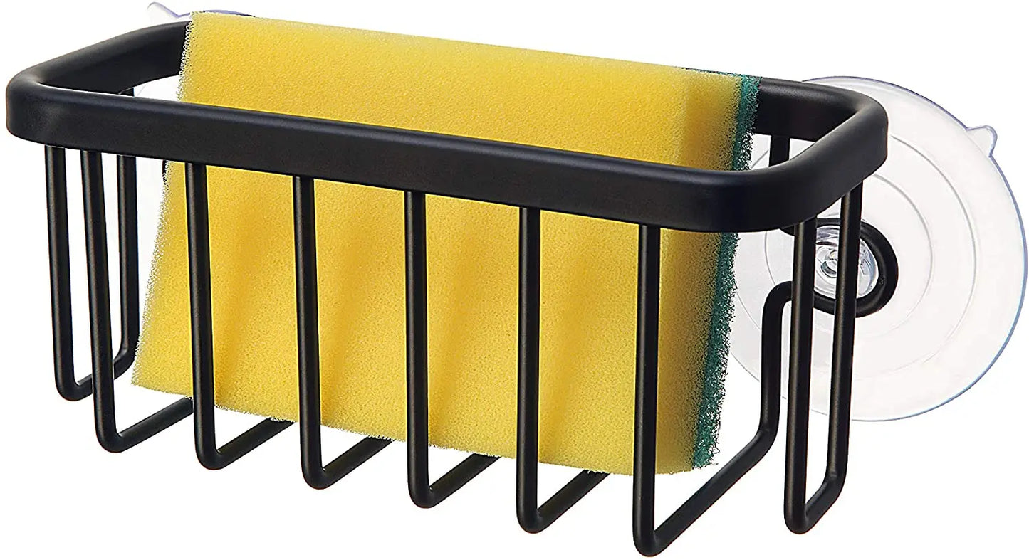 Kitchen Sink Sponge Holder Brush Holder Black Sink Storage Organizer Caddy