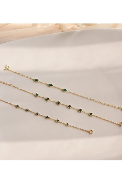 925 Sterling Silver Simple Emerald Crystal Bracelet For Women Light Luxury Temperament Mother's Day Jewelry Gift