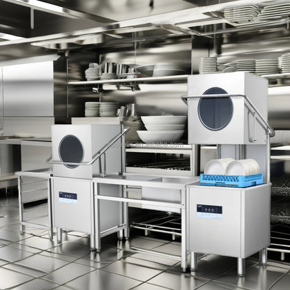 Industrial Electric 9KW Stainless Steel Hood Dishwasher Hot Water Cleaning Easy Operation Automatic Commercial Kitchen Laundry