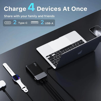 Massive 20000mAh 45W PD Portable Charger Charge 4 Devices Simultaneously, 0-60% in 30 Mins, Green Light Fast Charging Icon