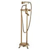Freestanding Floor Mounted Shower Bathtub Faucet with Dual Handle Brass Construction Modern Design Hotel Use Bronze Finish