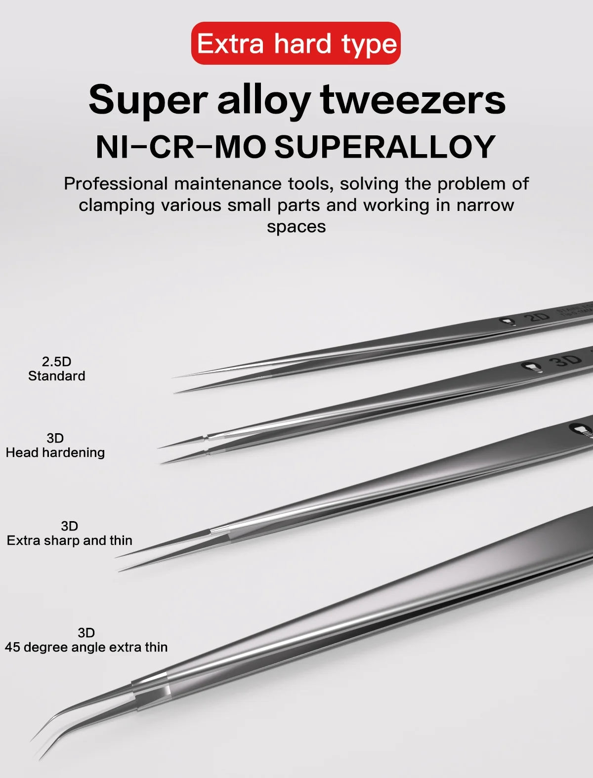 I2C 3D Electronics Extra Hard Alloy Tweezers Precision Forceps for SMD BGA SMT Mobile Phones Flying Line Repair Hand Tools Sets