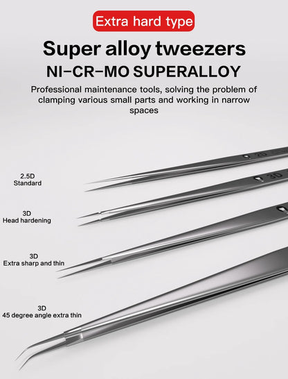 I2C 3D Electronics Extra Hard Alloy Tweezers Precision Forceps for SMD BGA SMT Mobile Phones Flying Line Repair Hand Tools Sets