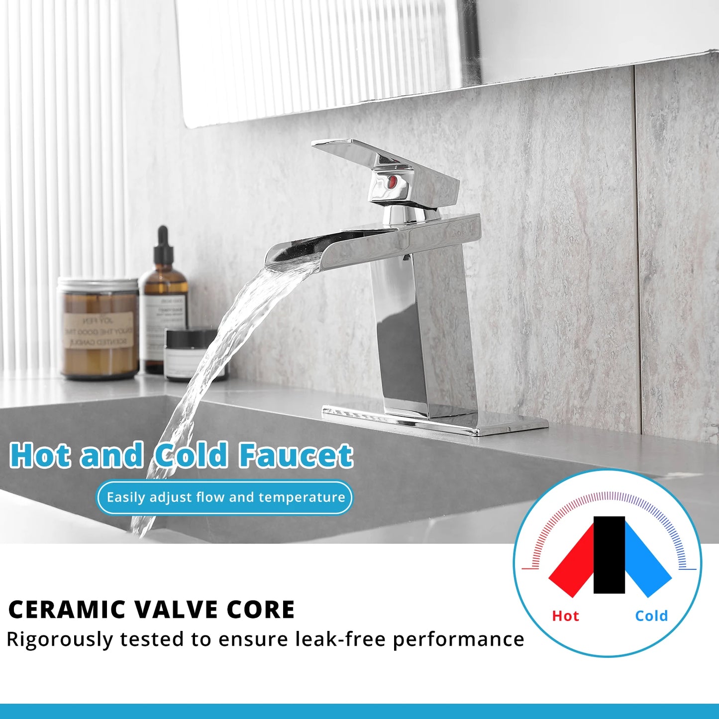 Cheap Modern 1-Hole Chrome Shining 304 Stainless Steel Bathroom Faucet Anti-Rust Basin Taps with Ceramic Valve Core Deck Plate