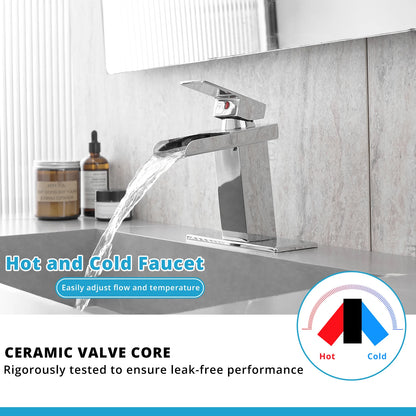 Cheap Modern 1-Hole Chrome Shining 304 Stainless Steel Bathroom Faucet Anti-Rust Basin Taps with Ceramic Valve Core Deck Plate
