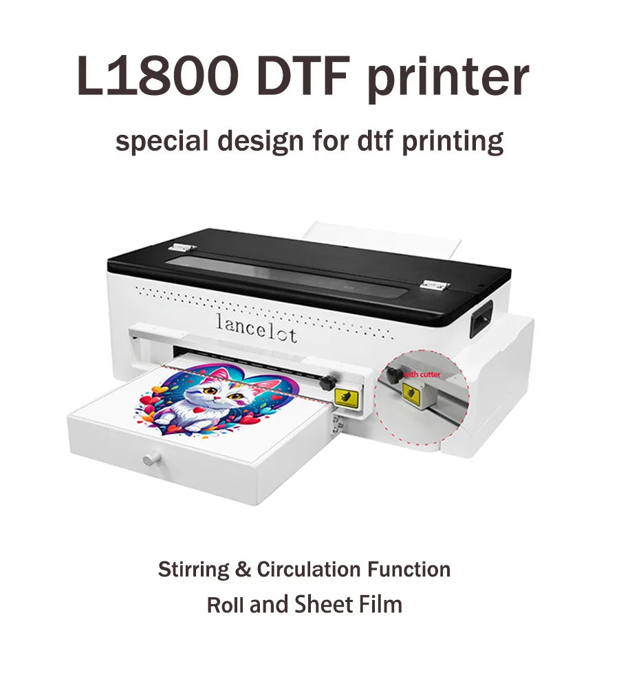 US Factory Wholesale Lancelot A3 L1800 DTF Printer Bundle with Laptop and Oven Full Direct to Film Printing Machine for DIY