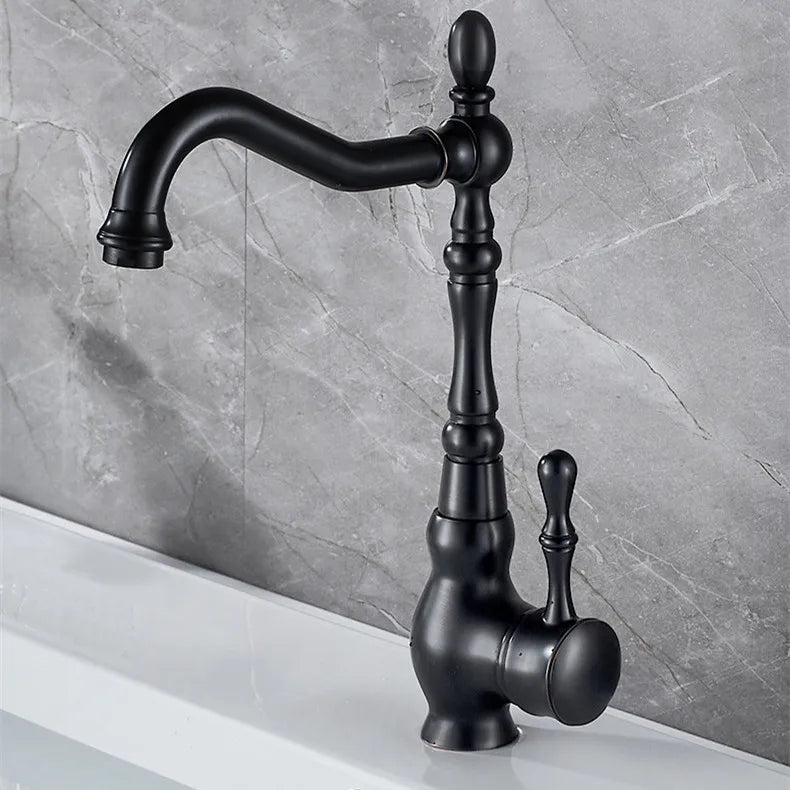 Black Bathroom Sink Faucet Brass Hot Cold Basin Tap