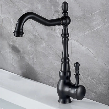 Black Bathroom Sink Faucet Brass Hot Cold Basin Tap