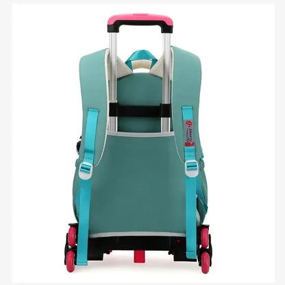 Unisex Lightweight Six-Wheel Pull Rod School Backpack Large Capacity Fashionable Waterproof Backpack Character Simple Style Kids
