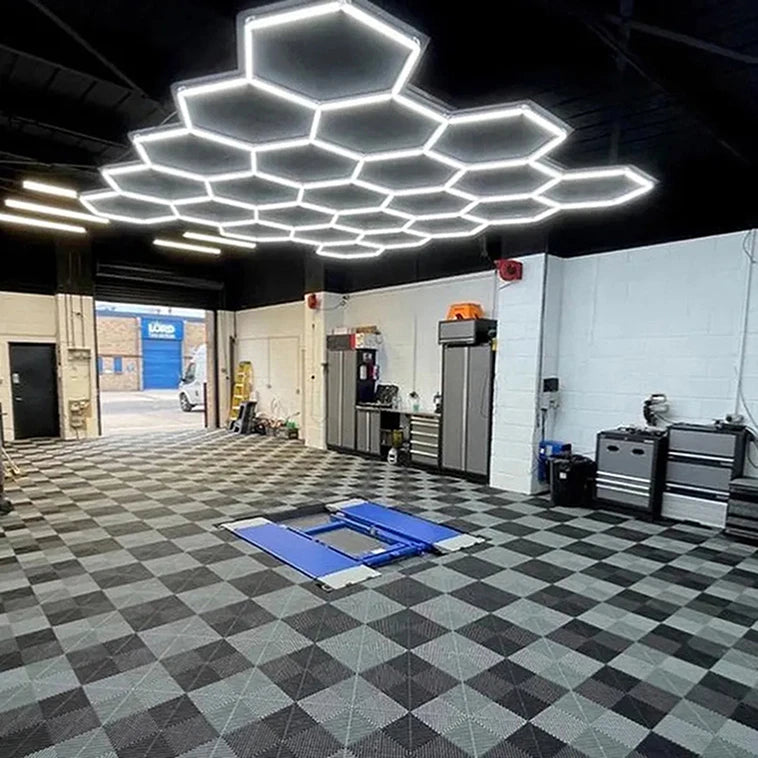 Waterproof 6500K Hexagonal LED Light Ceiling Car Detailing Aluminum Housing Car Showroom Garage Honeycomb Wall Light