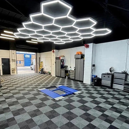 Waterproof 6500K Hexagonal LED Light Ceiling Car Detailing Aluminum Housing Car Showroom Garage Honeycomb Wall Light