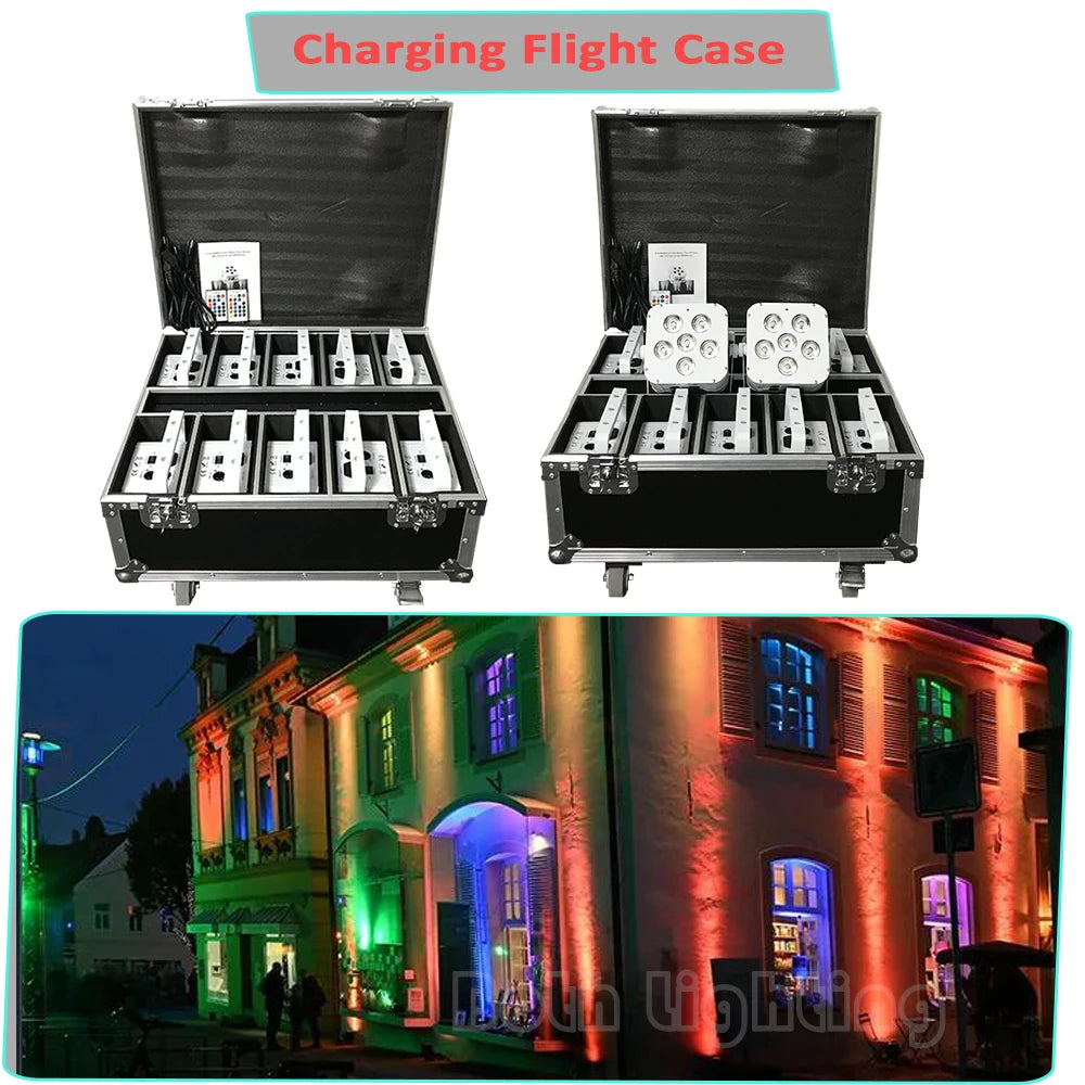 4pcs Battery Operated Light Fixtures Remote & Wifi Control Led Uplight 6X18w RGBWA UV Wireless Led Par Can