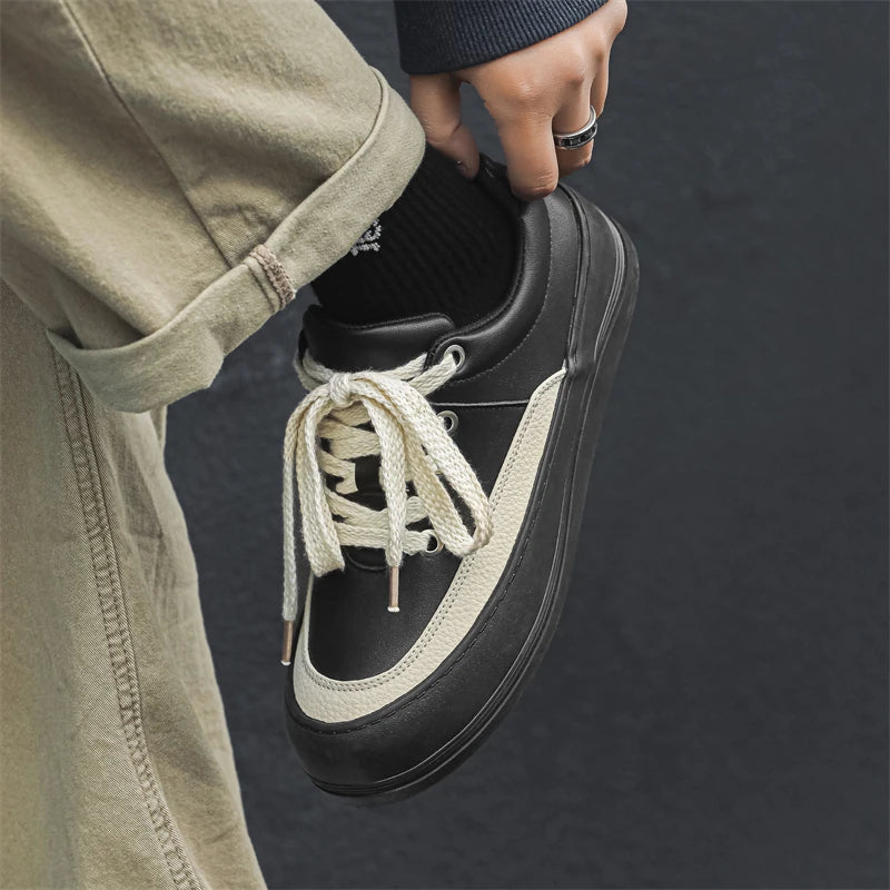Greatshoes Hot Selling Black Custom Logo Walking Shoes Fashion Breathable,Wear-Resistant Genuine Leather Casual Lace-Up Shoes