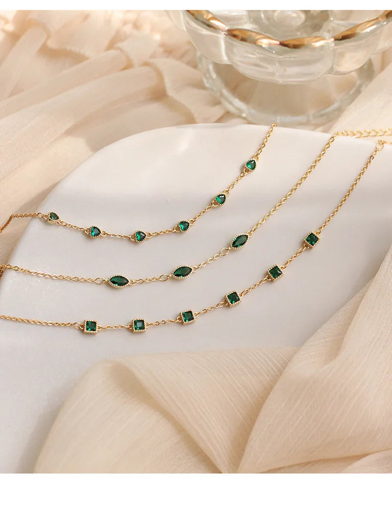 925 Sterling Silver Simple Emerald Crystal Bracelet For Women Light Luxury Temperament Mother's Day Jewelry Gift