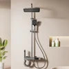 New Aluminum Intelligent Thermostatic Shower Set LED Digital Display Piano Keys Black Rainfall Bath Shower Faucet System Set