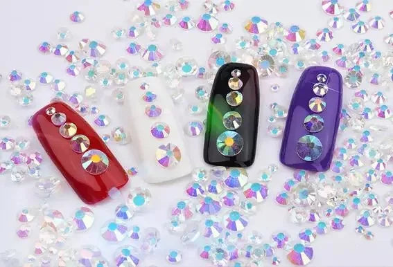 AB Flatback Nail Art Transparent AB K9 Unfoiled Back Glass Diamond Crystal Rhinestone Trade Assurance Chinese Grade 5A K9 1 Bag