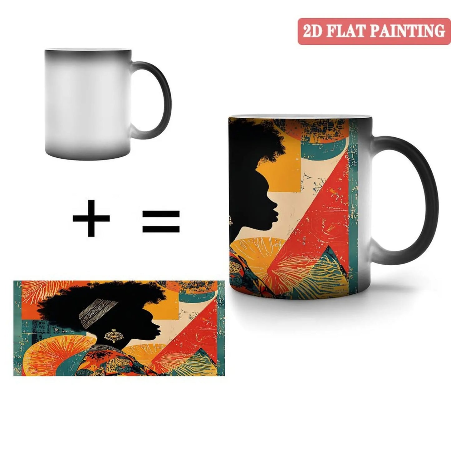 Drop shipping Indoor Outdoor Multi Scene Mug 11oz Frosted Black Ceramic Heat Activated Cup