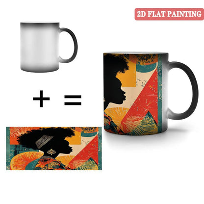 Drop shipping Indoor Outdoor Multi Scene Mug 11oz Frosted Black Ceramic Heat Activated Cup