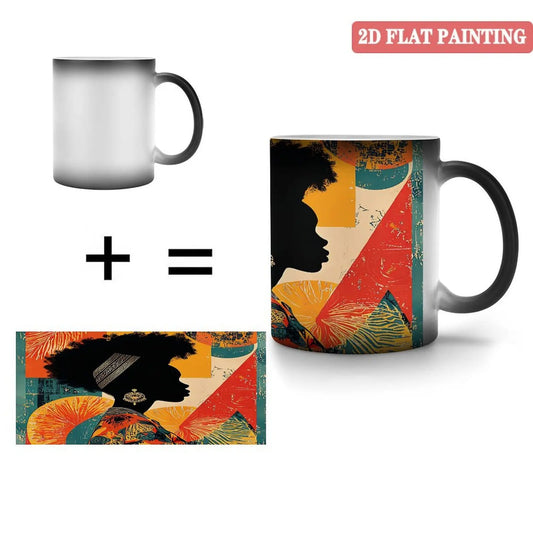 Drop shipping Indoor Outdoor Multi Scene Mug 11oz Frosted Black Ceramic Heat Activated Cup
