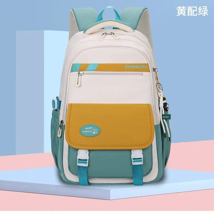 Junior High School College Girls' Large Capacity Backpack Grade 3-6 Elementary Students' High Quality Waterproof Striped