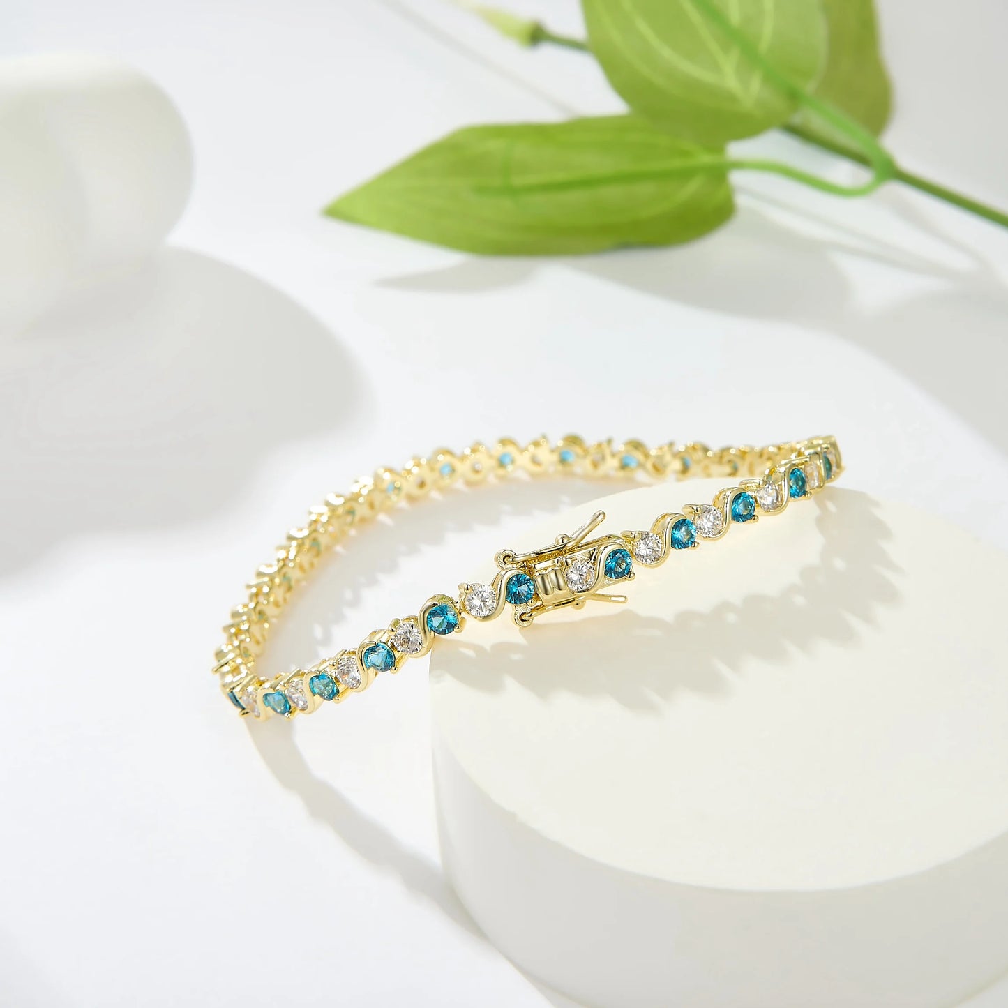 High Quality Gold Plated Chain Bracelet Women's Fashion Link Bracelet 14K Gold CZ Zirconia Color Zircon Women Tennis Bracelet