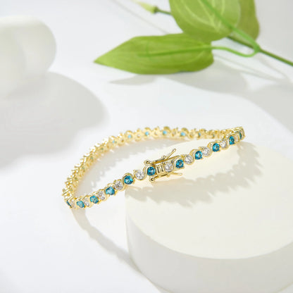 High Quality Gold Plated Chain Bracelet Women's Fashion Link Bracelet 14K Gold CZ Zirconia Color Zircon Women Tennis Bracelet