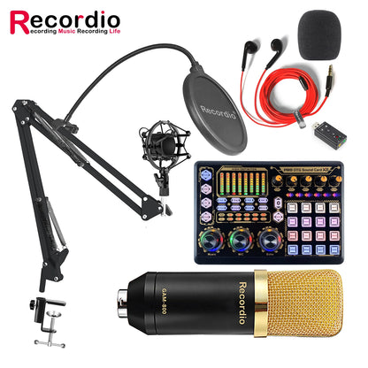GAM-800R Professional Condenser Microphone R8 Sound Card Set for Webcast Live Recording