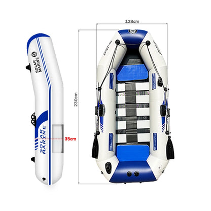 Hot Selling Solar Marine B230-1 230 CM 3 People PVC Inflatable Kayak Canoe Wooden Floor Fishing Boat With Oar Accessories