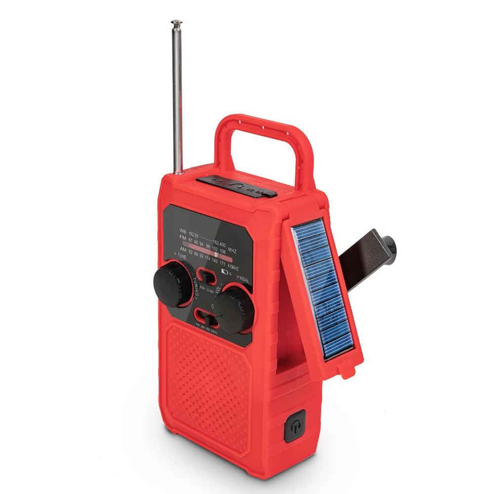 Solar Crank Portable Radio AM FM NOAA Weather Radio with 5000mAh Power Bank Flashlight & Reading Lamp
