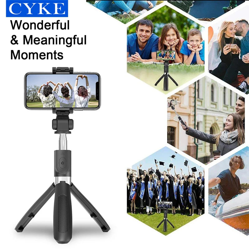 CYKE L01s Selfie Stick Tripod Mini Extendable 3 in 1 Selfie Stick With Wireless Remote and Tripod Stand Holder
